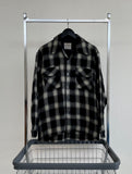 60s Vintage GoldenLine ShadowPlaid Wool L/S Shirt L Black&White