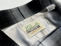 50s Vintage Deadstock ARROW Rayon ShadowPlaid Shirt XL Black&White