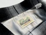 50s Vintage Deadstock ARROW Rayon ShadowPlaid Shirt XL Black&White