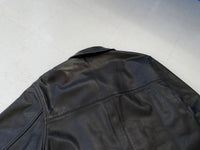90s RalphLauren Leather CarCoat L Black