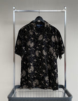 90s Vintage Polo RalphLauren CLAYTON Flower&Leaf 100%Linen Shirt L Black