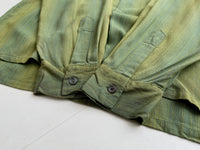 50s Vintage Sportsman Rayon ShadowPlaid Striped Shirt L Khaki&Green
