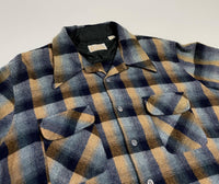 70s Sears Ombre Wool Opencollar shirt Mustard&Gray XL