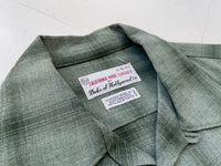 50s Vintage Deadstock Duke of Hollywood Rayon Shadow Plaid Loop shirt S Khaki