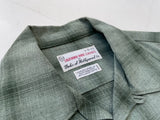 50s Vintage Deadstock Duke of Hollywood Rayon Shadow Plaid Loop shirt S Khaki