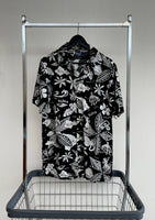 90s Vintage Polo RalphLauren “Black Hawaiian”Rayon Opencollar Shirt S Black