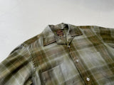 70s Merino ShadowPlaid Wool Shirt M Khaki AsIs