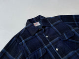 70s K MART ShadowPlaid Wool Shirt M Navy
