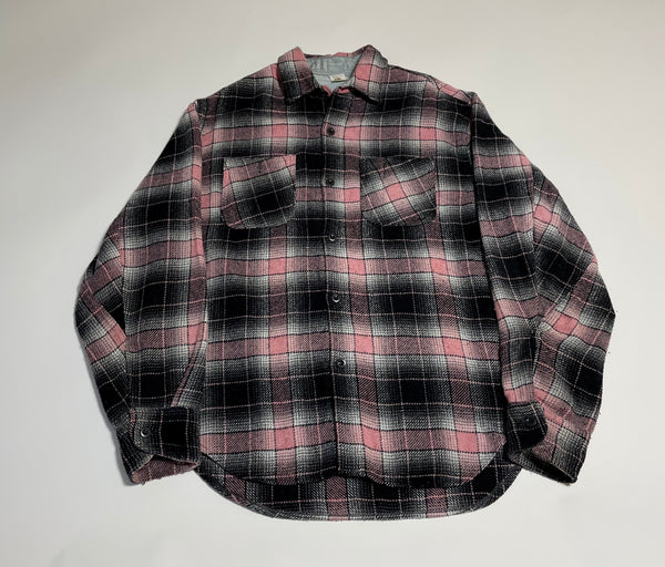 70s Vintage Fruit of the Loom Ombre Wool shirt Black&Pink L