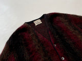 50s Vintage Sportswear Mohair Cardigan L Striped ShadowPlaid