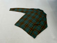 50s Vintage TOPSALL Rayon ShadowPlaid Shirt M Green