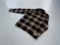 60s Vintage golden isle Shadow Plaid Wool L/S Shirt M Brown