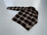 60s Vintage golden isle Shadow Plaid Wool L/S Shirt M Brown