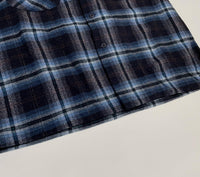 70s Vintage Ombre Wool Opencollar shirt Navy&Blue L