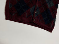 50s vintage ARROW Mohair Cardigan Argyle Burgundy L