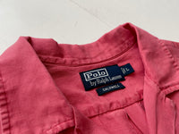 90s Vintage Polo RalphLauren CALDWELL OpenCollar Shirt L SalmonPink