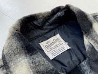 60s Vintage GoldenLine ShadowPlaid Wool L/S Shirt L Black&White