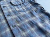 70s Vintage Pendleton Shadow Plaid Wool shirt LightBlue&LightPurple