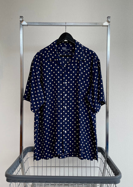 90s Vintage Polo RalphLauren “PolkaDot”Rayon Shirt L Navy