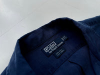 90s Vintage RalphLauren Silk&Linen OpenCollar Shirt L Navy