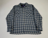 90s Vintage Ombre Wool Opencollar Shirt Gray&White M