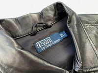 90s RalphLauren Leather Trucker Jacket L Black