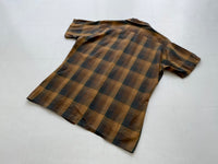 60s Vintage ARROW ShadowPlaid S/S Shirt M Brown