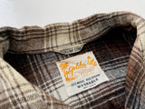 60s Vintage golden isle Shadow Plaid Wool L/S Shirt M Brown