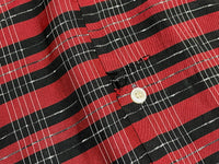 50s vintage BlackXRed plaid opencollar shirt M