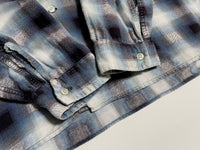 60s Vintage BRENT Ombre Print Flannel Shirt Turquoise,Navy&White XL