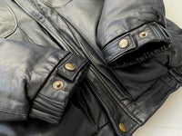 80s Eddie Bauer Leather Puffer Jacket L Black