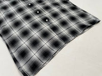 50s Vintage Deadstock ARROW Rayon ShadowPlaid Shirt XL Black&White