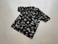 90s Vintage Polo RalphLauren Black Hawaiian OpenCollar Rayon Shirt M Black&White