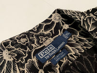 90s Vintage RalphLauren “Black Flower”Linen Shirt XL Black