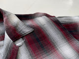 50s Vintage TOWNCRAFT Rayon ShadowPlaid Loop Shirt L Black&Burgundy