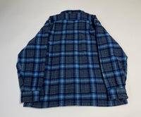 70s Vintage Ombre Wool Opencollar shirt Blue&Gray XL