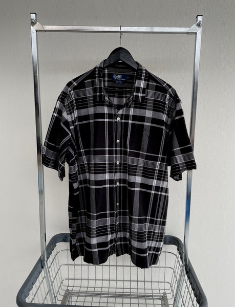90s Vintage CALDWELL Plaid Black&White Shirt XL