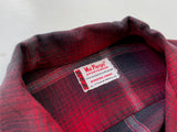 50s Vintage Mac Phergus Rayon ShadowPlaid  Loop Shirt M Black&Red