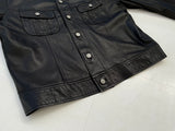 90s RalphLauren Leather Trucker Jacket L Black