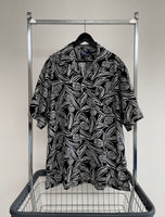 90s Vintage RalphLauren “Big Leaf” Rayon OpenCollar Shirt XL Black&White