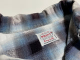 60s Vintage BRENT Ombre Print Flannel Shirt Turquoise,Navy&White XL