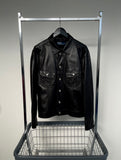 90s RalphLauren Leather Trucker Jacket L Black