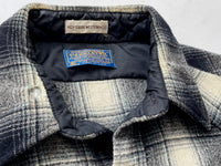 70s Vintage PENDLETON ShadowPlaid Western Shirt L Black&White