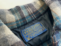 70s Vintage Pendleton Wool Plaid Shirt Blue&Ivory XL