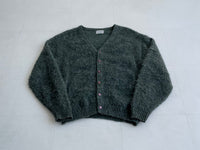 60s Vintage BRENT Mohair Cardigan SageGreen&White L