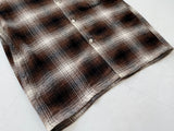60s Vintage golden isle Shadow Plaid Wool L/S Shirt M Brown