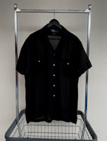 90s Vintage RalphLauren ELLIS 100%Linen OpenCollar Shirt L Black
