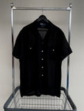 90s Vintage RalphLauren ELLIS 100%Linen OpenCollar Shirt L Black