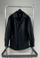 90s Vintage GAP Leather CarCoat M Black