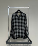 50s Vintage Deadstock ARROW Rayon ShadowPlaid Shirt XL Black&White